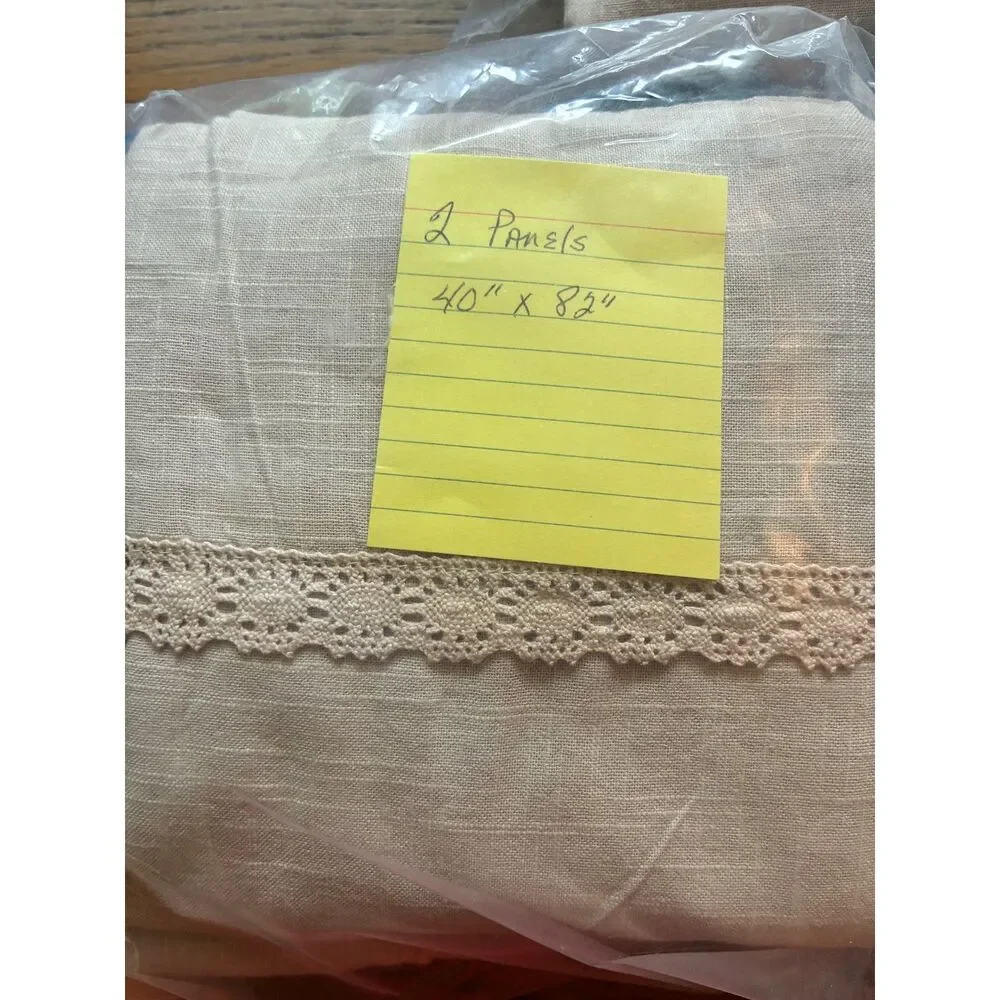 3 Farmhouse Linen Look Rod Pocket Curtains 2 Panels 40